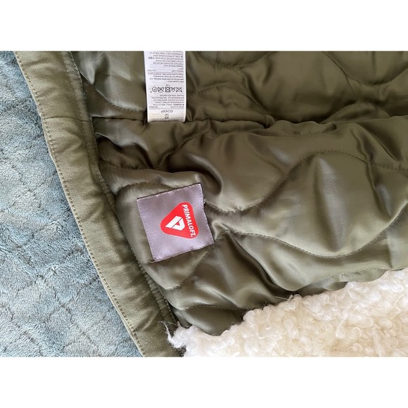Gap Womens Olive Green Faux Fur Lined Parka Jacket Coat 922500 XS Primaloft‎ - Picture 10 of 12